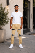 The Golden Line “Golden Dynasty” Distressed Khaki Denim Jeans