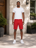 The Golden Line “Crimson Legacy” Distressed Denim Shorts