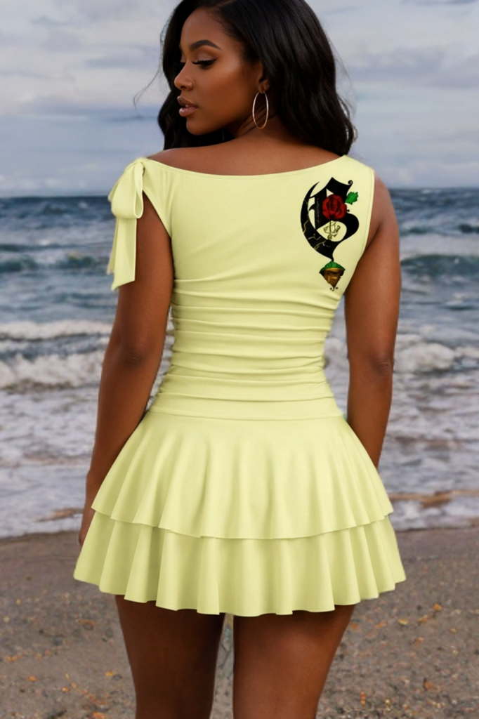 The Golden Line-Divine Grace Ruched Mini Dress